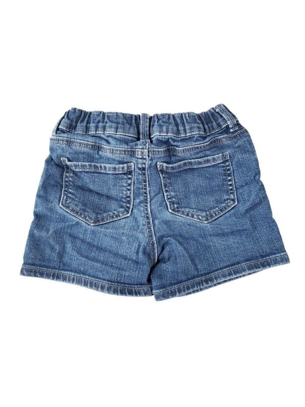 OshKosh Girl's Medium Wash Denim Shorts with Embroidered Flowers 4T - Picture 2 of 4